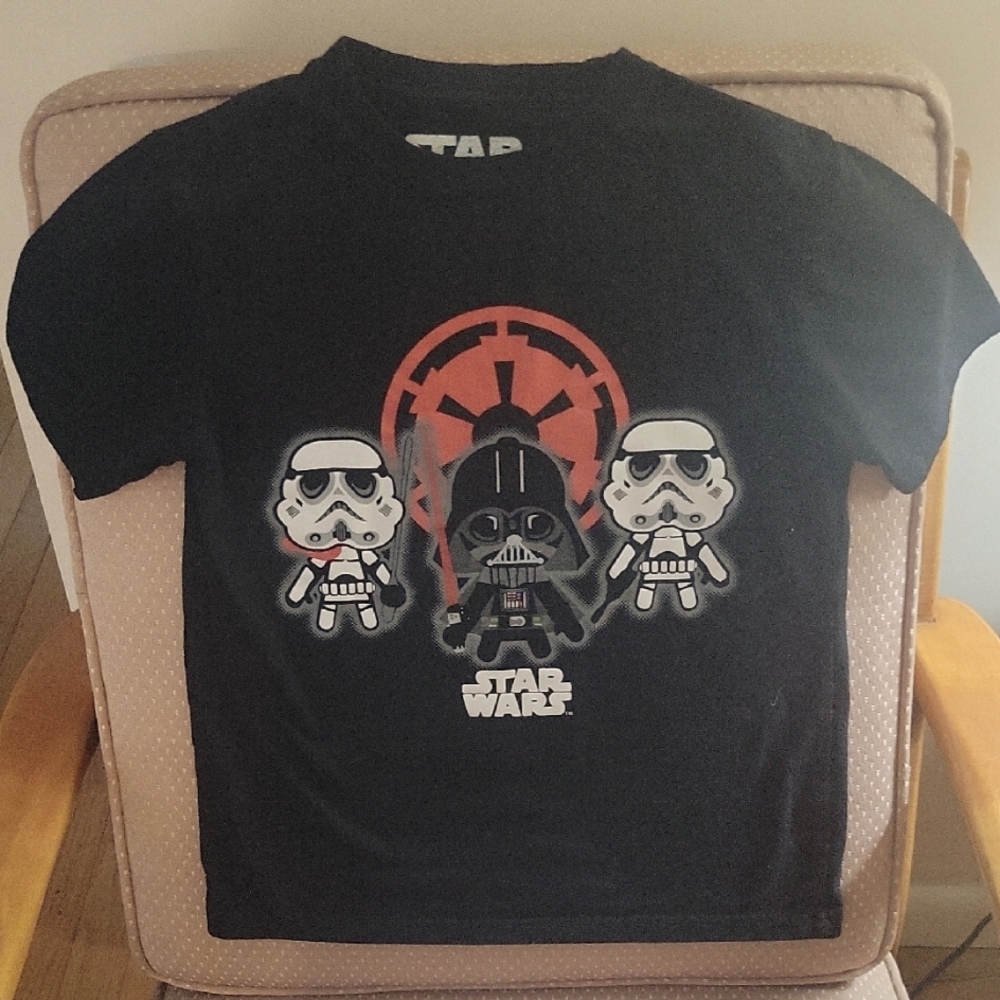 Youth Star Wars Black T-Shirt with Darth Vader and Stormtroopers